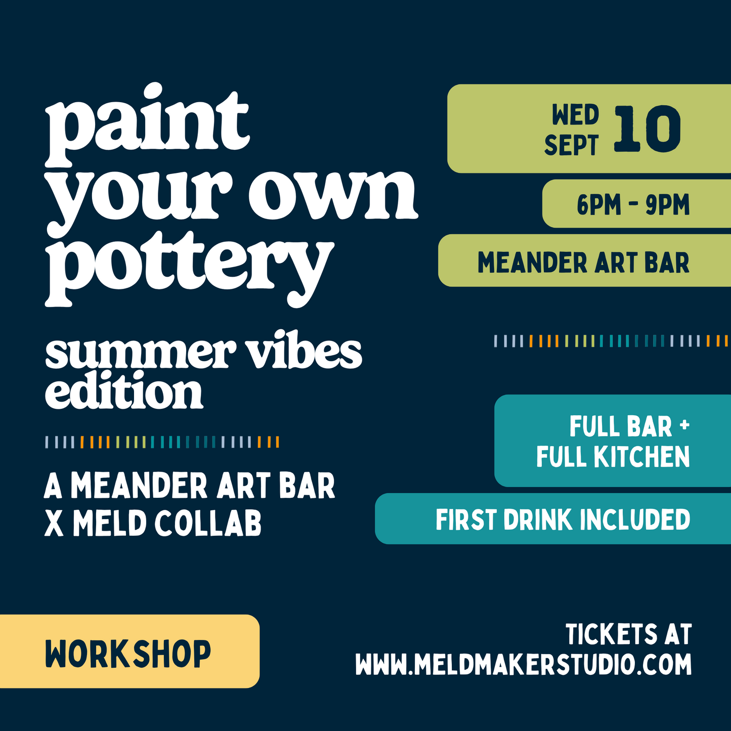 Meander Art Bar x Meld Paint-Your-Own-Pottery Workshop | Wednesday, September 10, 2025