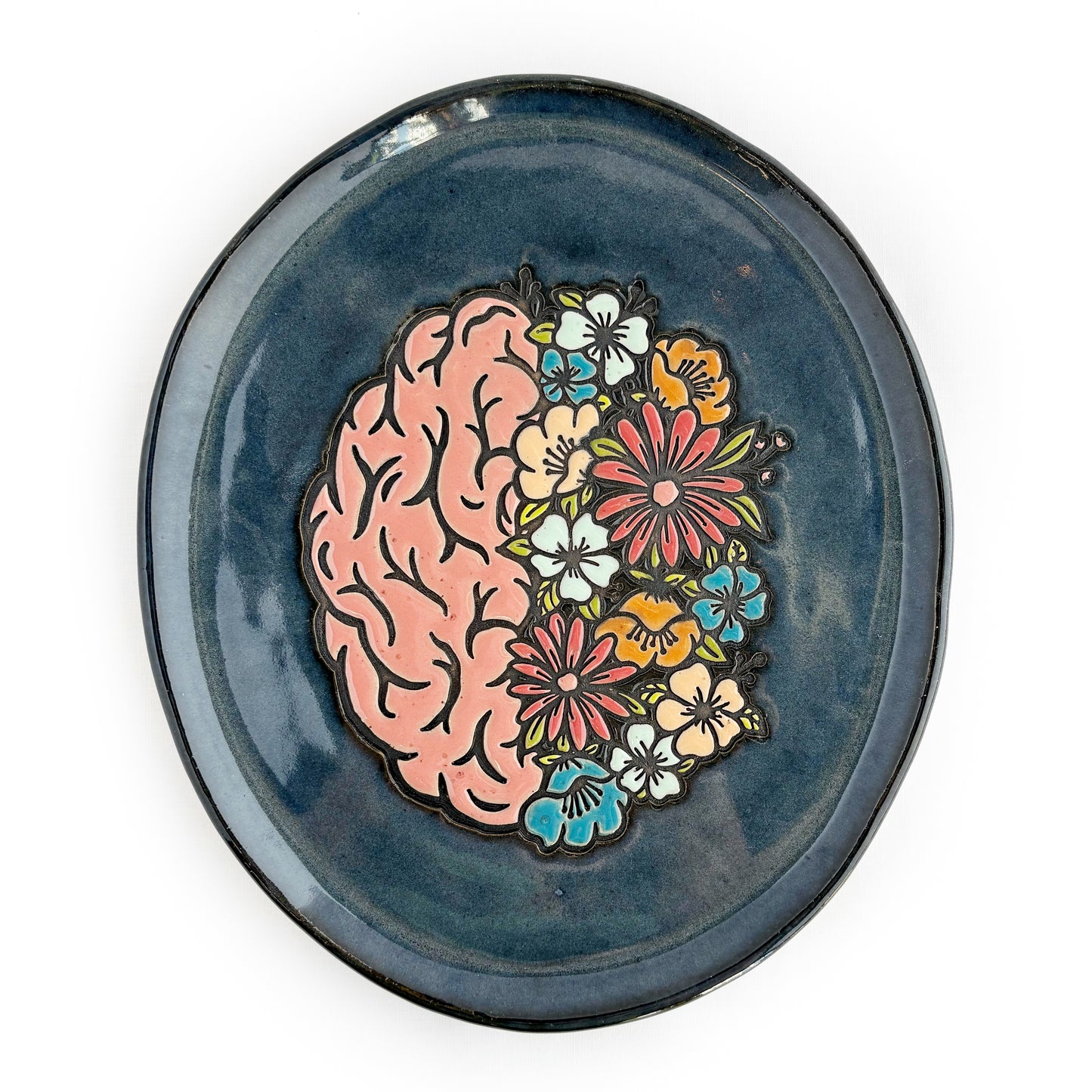 Floral Brain Large Oval Platter
