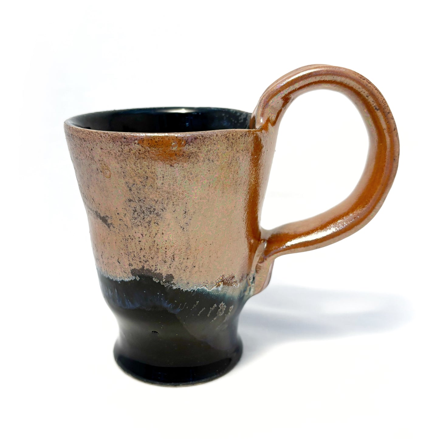 Black and Copper Mug with Blue Highlights
