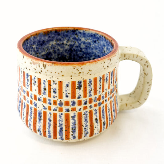 Orange and Blue Grid Mug