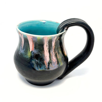 Black and Teal Drippy Rim Mug