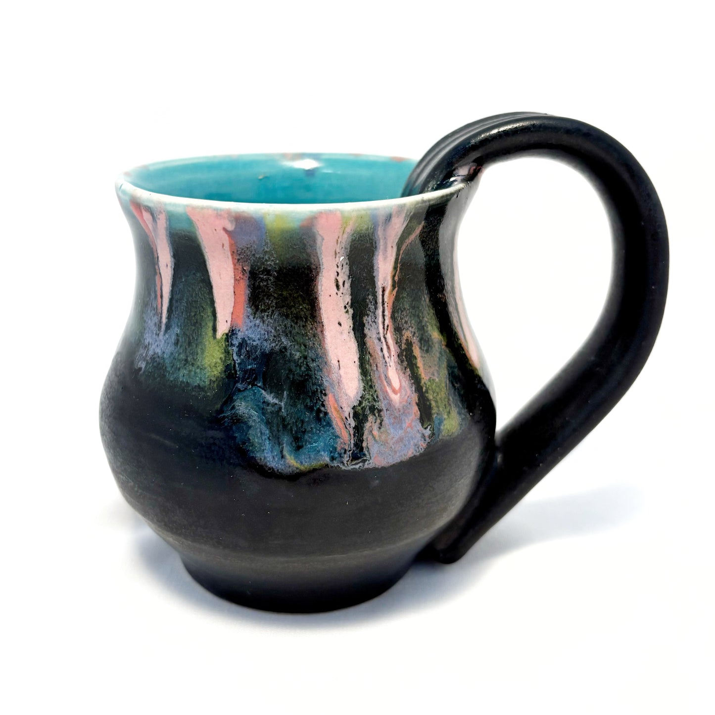 Black and Teal Drippy Rim Mug