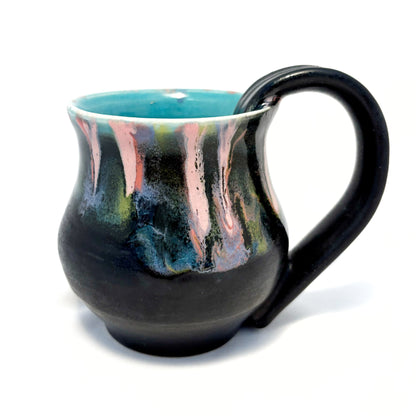 Black and Teal Drippy Rim Mug