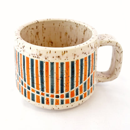 Orange and Blue Grid Mug