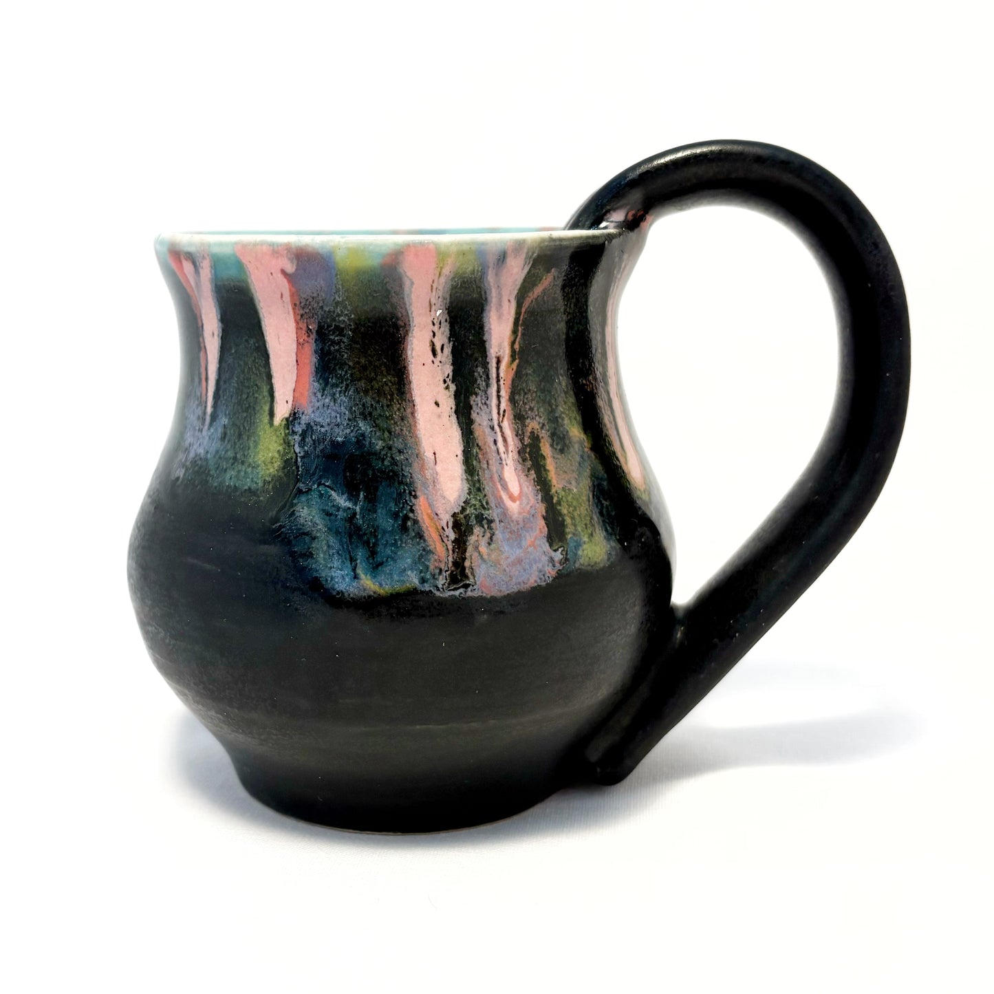 Black and Teal Drippy Rim Mug