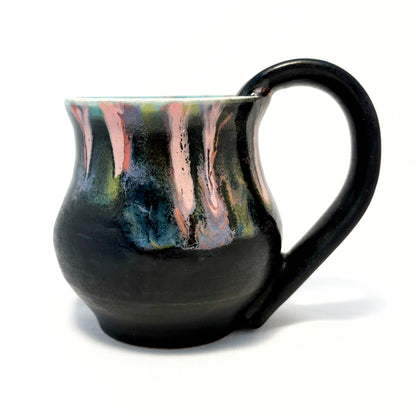 Black and Teal Drippy Rim Mug