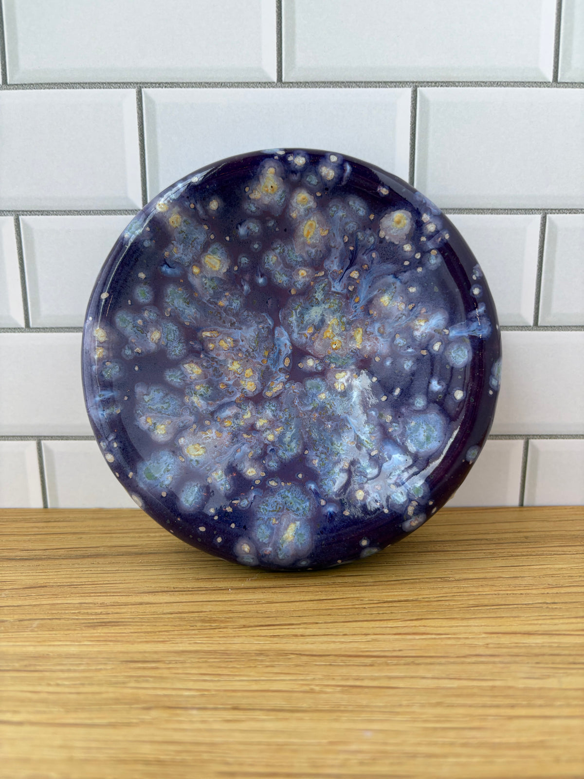 Purple and Blue Splattered Sloped Jewelry Dish