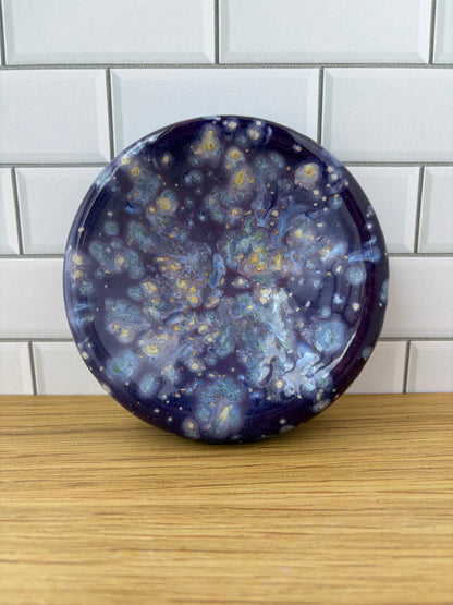 Purple and Blue Splattered Sloped Jewelry Dish