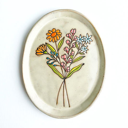 Colorful Bouquet Small Oval Plate