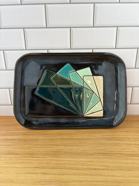 Rectangles Gradient Tray in Blues
