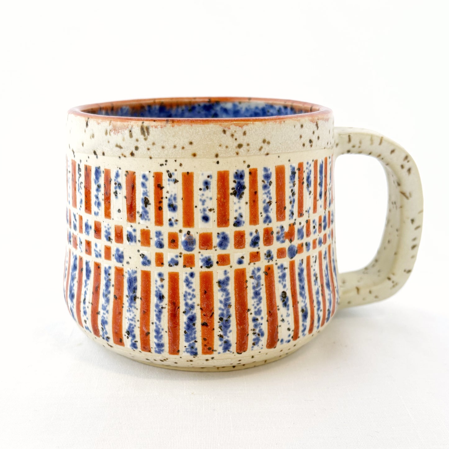 Orange and Blue Grid Mug