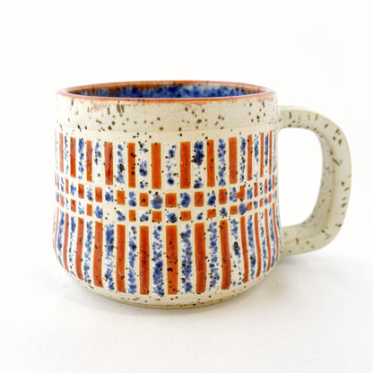Orange and Blue Grid Mug