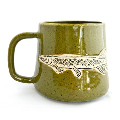 Glossy Olive Green Bare Fish Mug