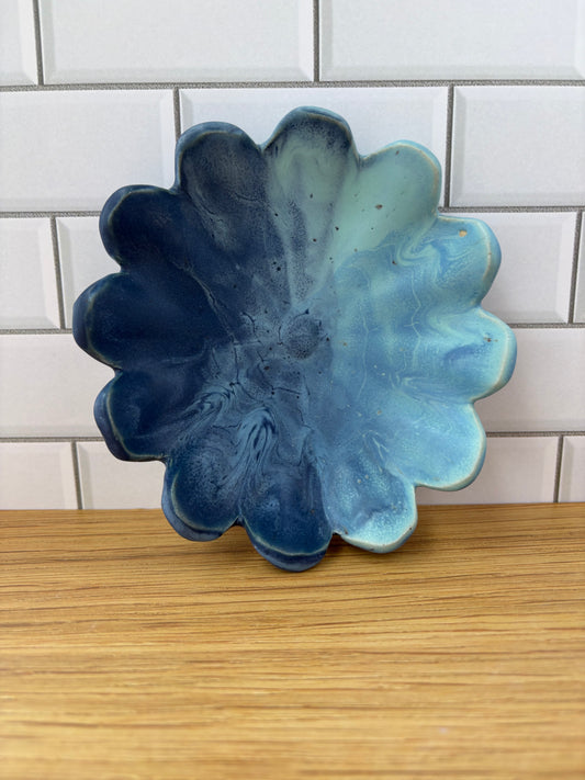Matte Blues Ombre Flower Dish