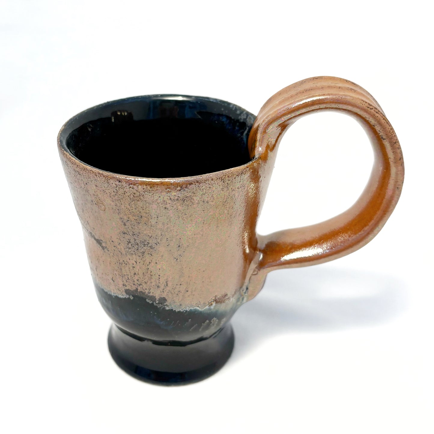 Black and Copper Mug with Blue Highlights