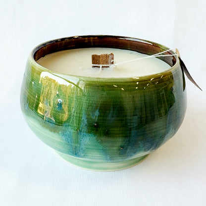 Hand-Poured Candle in Wheel-Thrown Ceramic Vessel