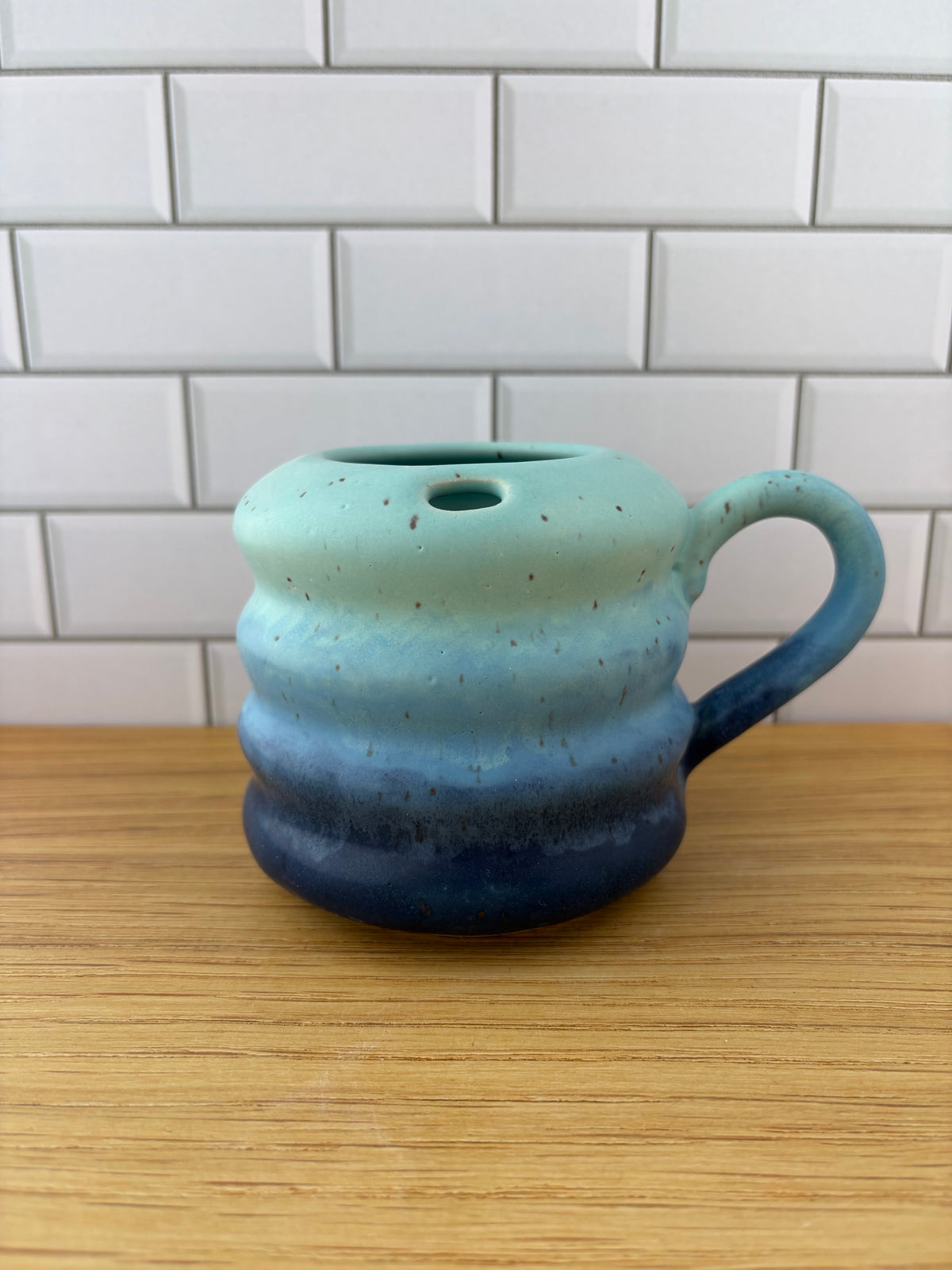 Matte Blues Ombre Travel Bubble Mug