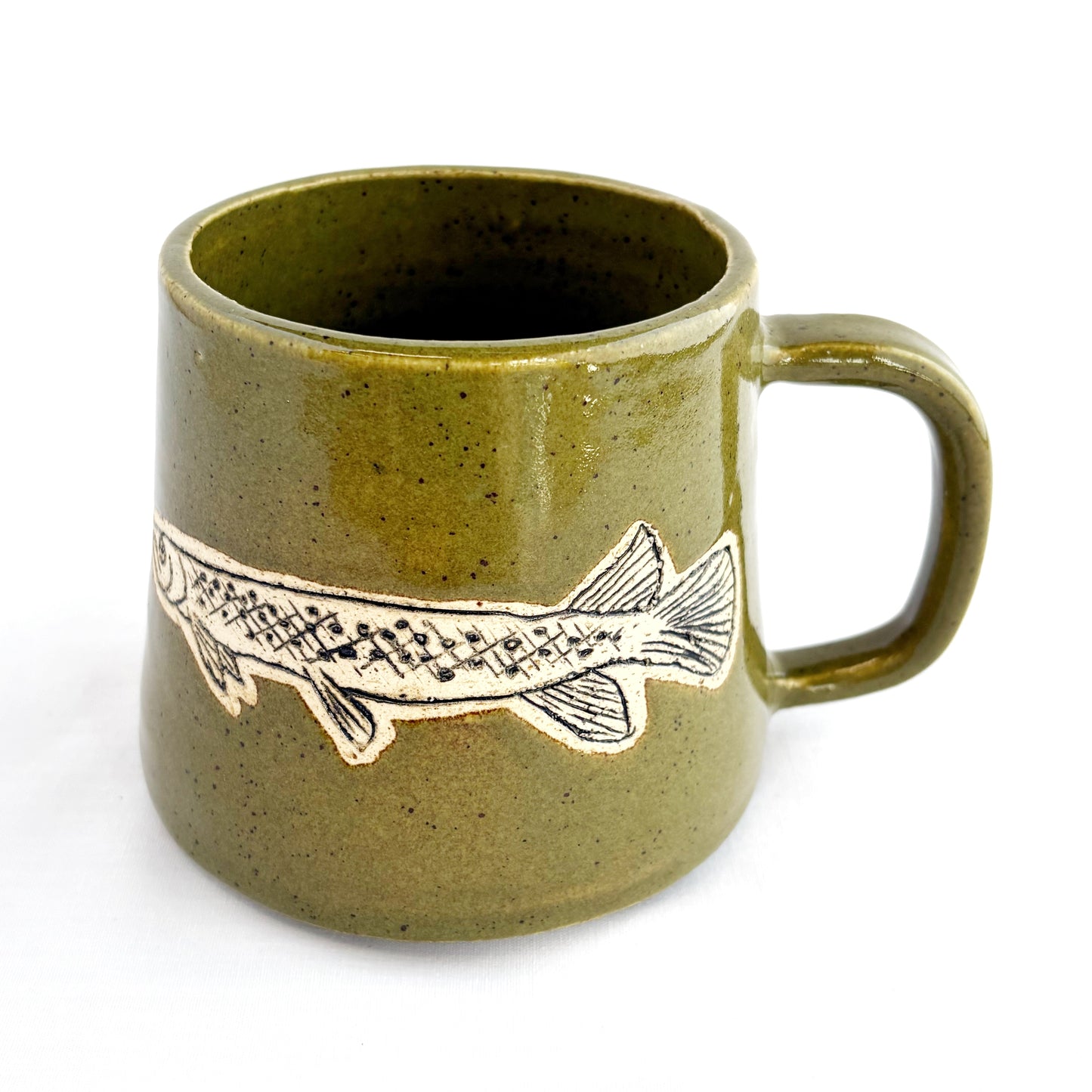 Glossy Olive Green Bare Fish Mug