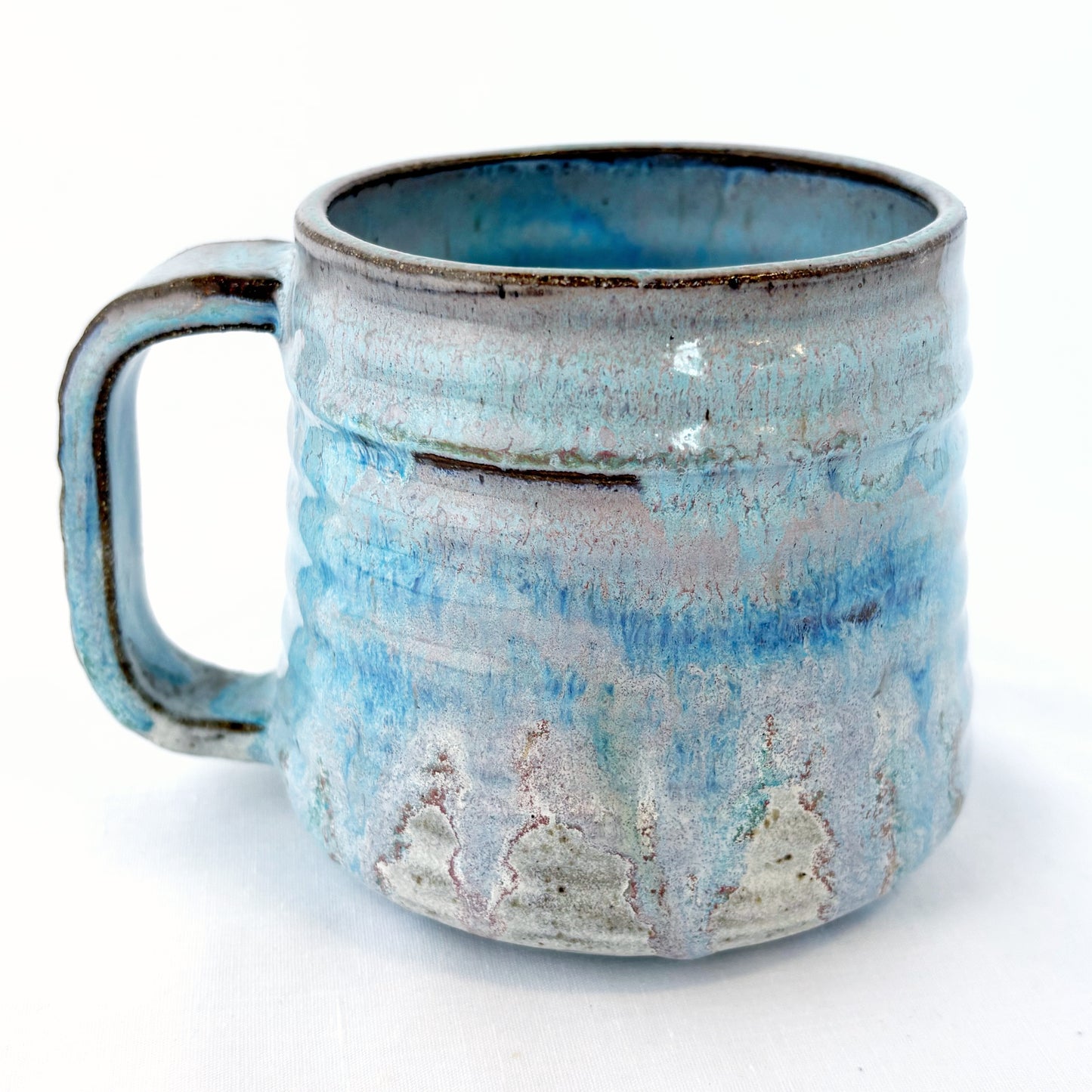 Ribbed Blue Drip Mug
