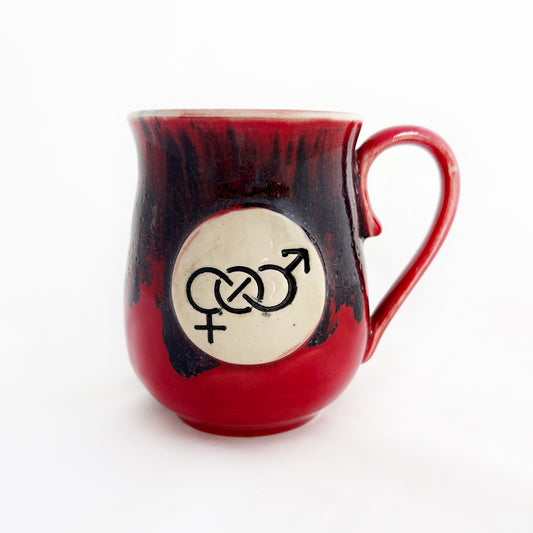 Pride Mug with Hand-Stamped Accent | Bi with Red Exterior