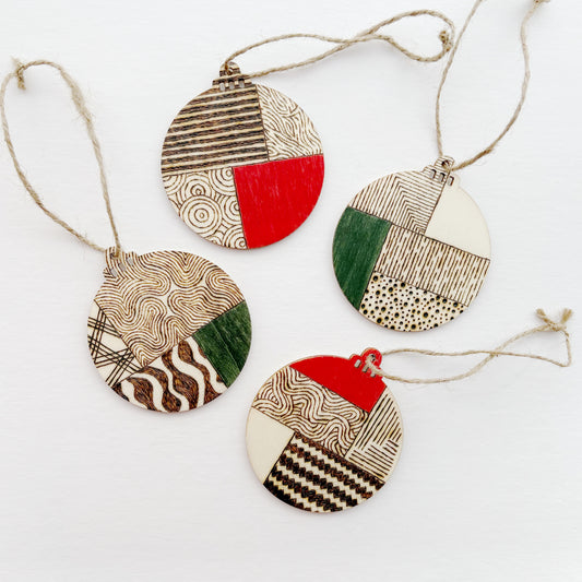 Patterned Quarters Ornaments | Set of 4
