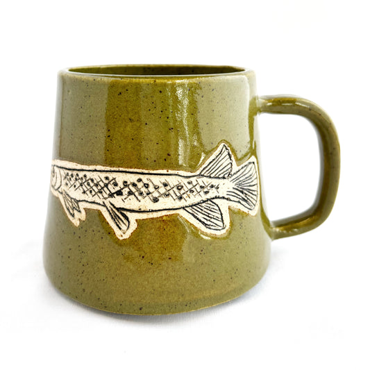 Glossy Olive Green Bare Fish Mug