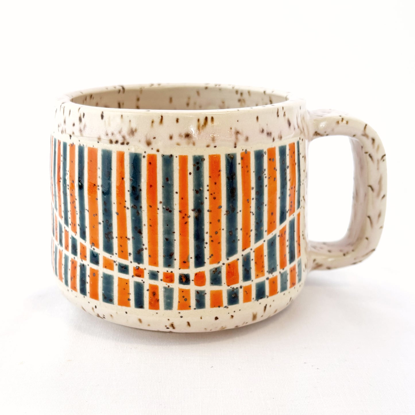 Orange and Blue Grid Mug