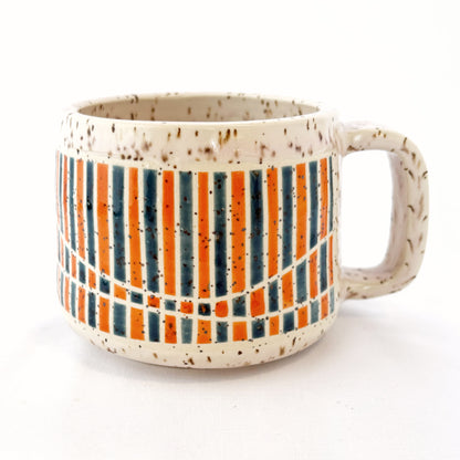 Orange and Blue Grid Mug