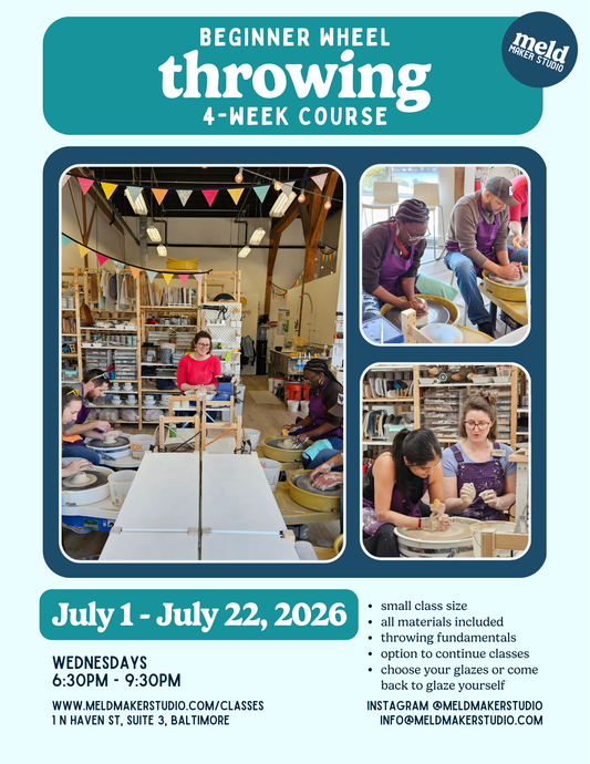 Wheel-Throwing 4- or 8-Week Series | Beginner-Friendly | Wednesdays, July 2026
