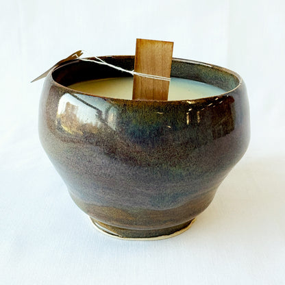 Hand-Poured Candle in Wheel-Thrown Ceramic Vessel
