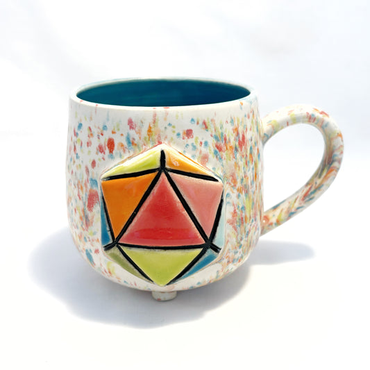 Rainbow D20 Mug