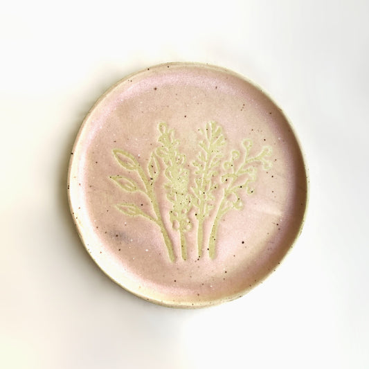 Delicate Dessert Plate | Matte Pink Floral