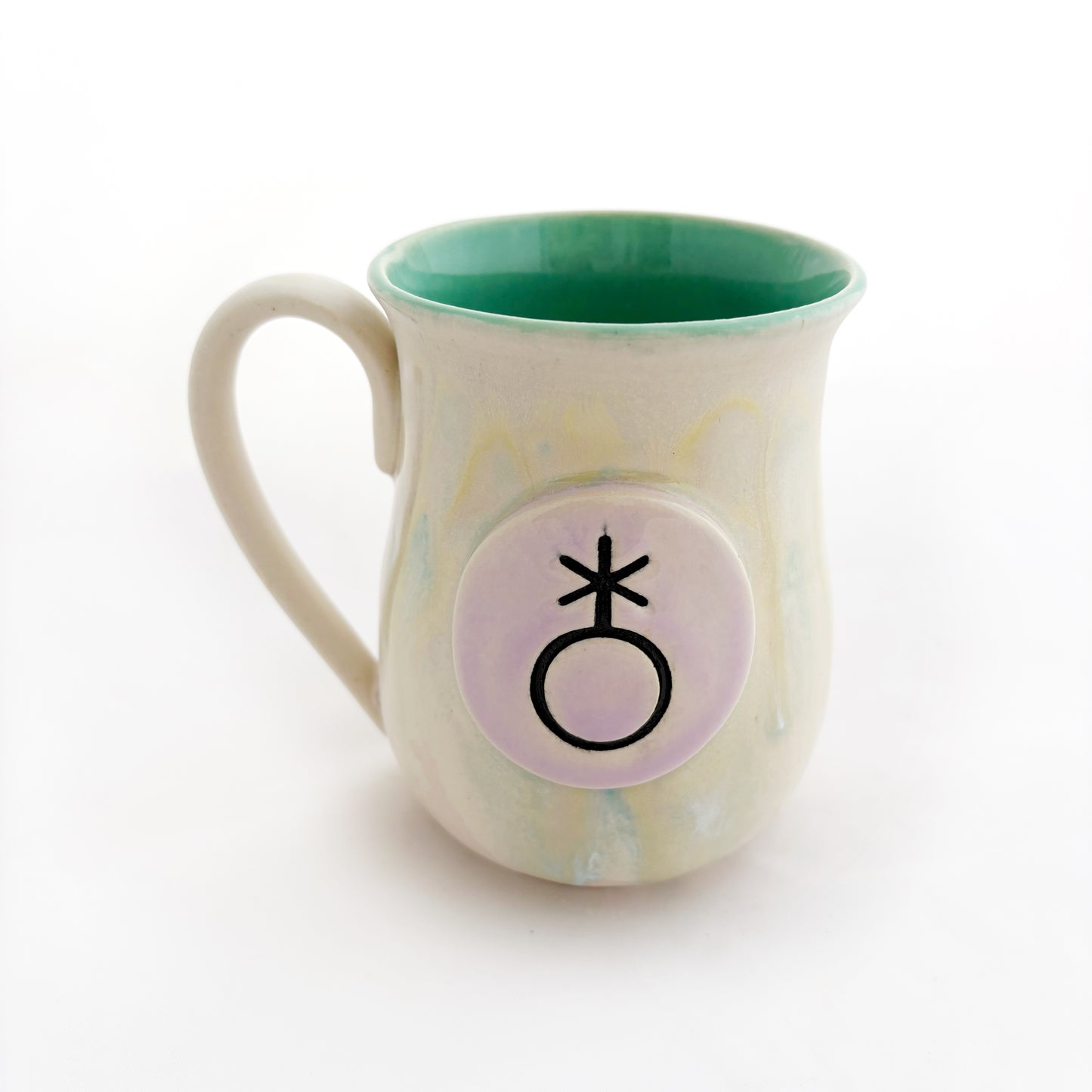 Pride Mug with Hand-Stamped Accent | Gender Queer with Green Interior