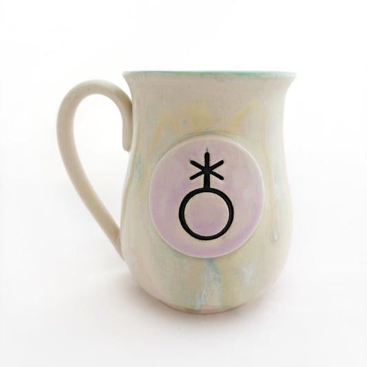 Pride Mug with Hand-Stamped Accent | Gender Queer with Green Interior