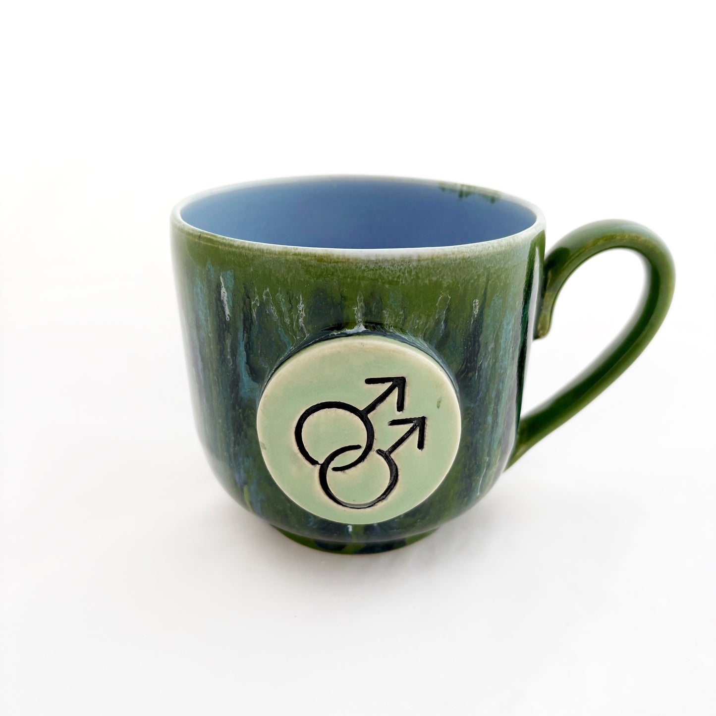 Pride Mug with Hand-Stamped Accent | Gay with Green Exterior