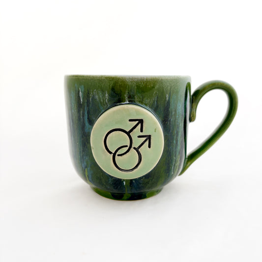 Pride Mug with Hand-Stamped Accent | Gay with Green Exterior