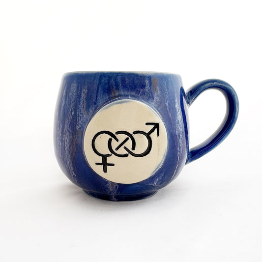 Pride Mug with Hand-Stamped Accent | Bi with Blue Exterior