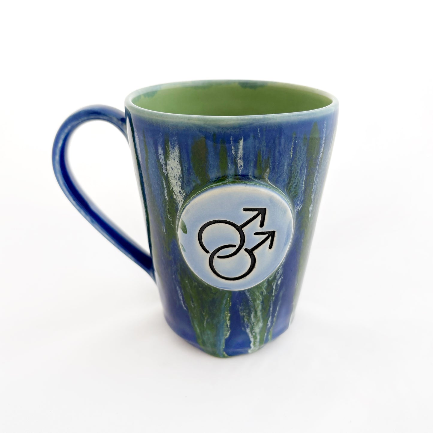Pride Mug with Hand-Stamped Accent | Gay with Blue Exterior