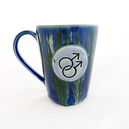 Pride Mug with Hand-Stamped Accent | Gay with Blue Exterior