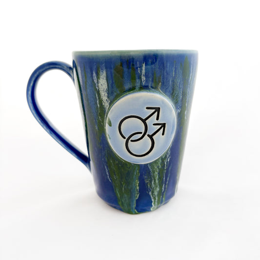 Pride Mug with Hand-Stamped Accent | Gay with Blue Exterior