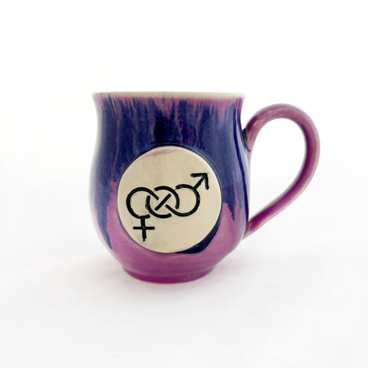 Pride Mug with Hand-Stamped Accent | Bi with Purple Exterior