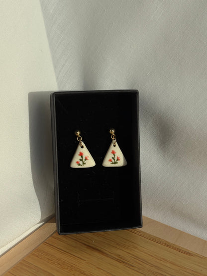 Floral Porcelain and Gold Earrings | Multiple Styles