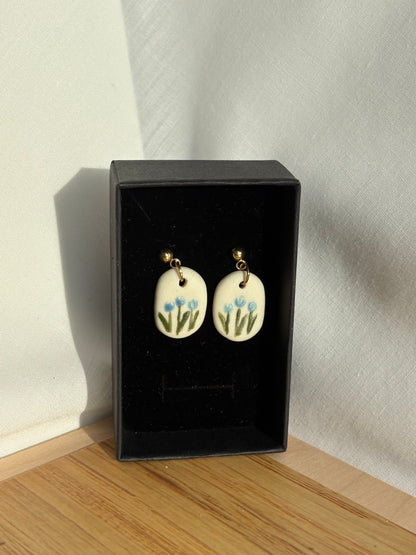 Floral Porcelain and Gold Earrings | Multiple Styles