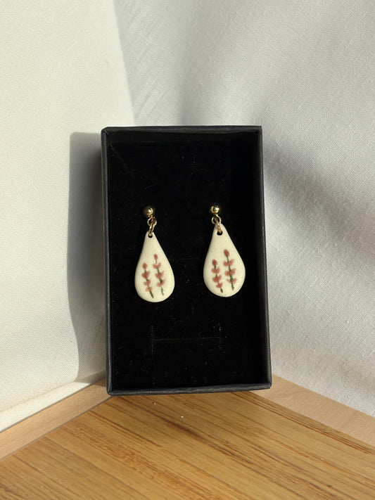 Floral Porcelain and Gold Earrings | Multiple Styles