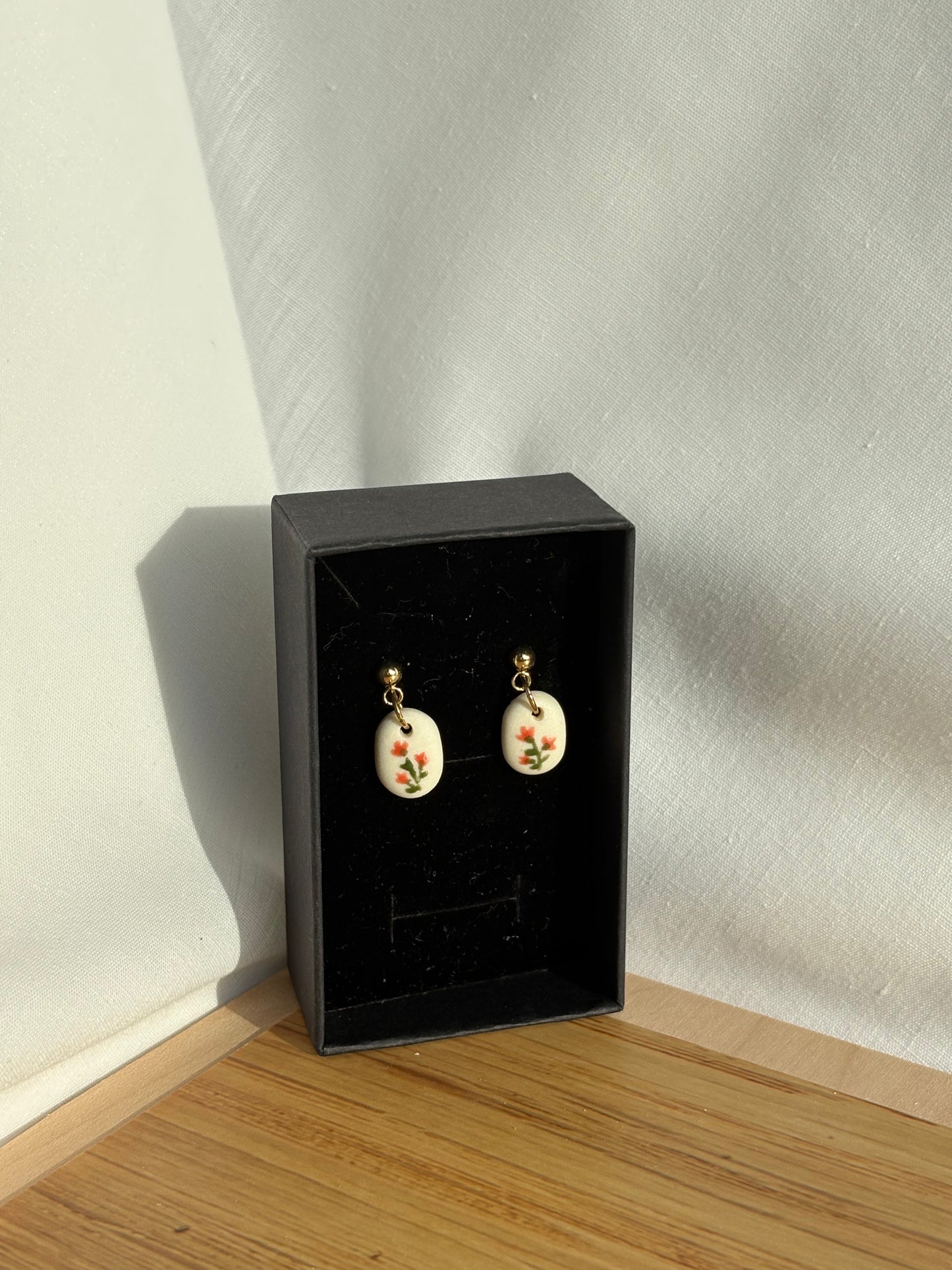 Floral Porcelain and Gold Earrings | Multiple Styles