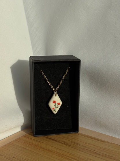 Floral Porcelain and Gold Necklace | Multiple Styles