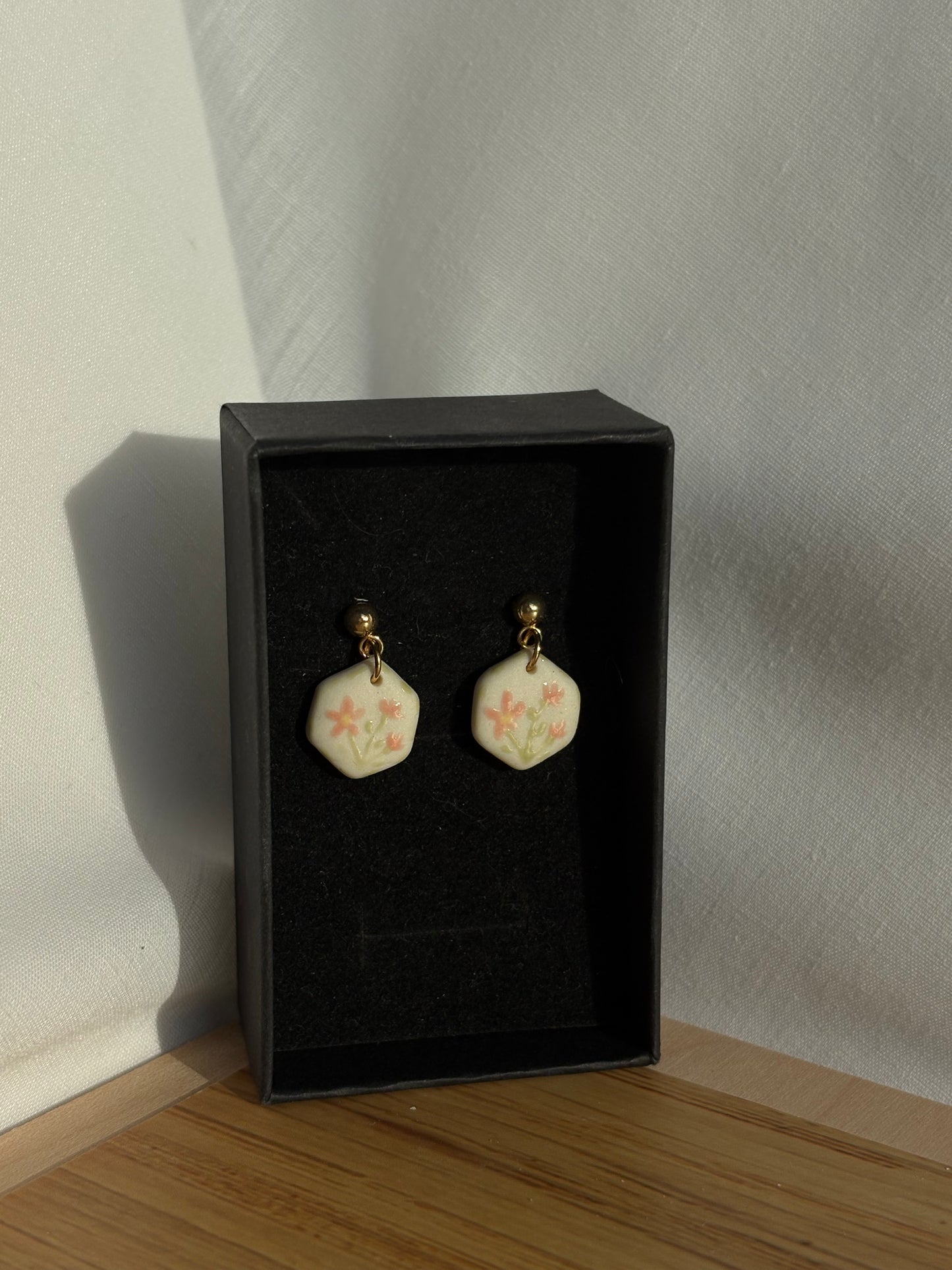 Floral Porcelain and Gold Earrings | Multiple Styles