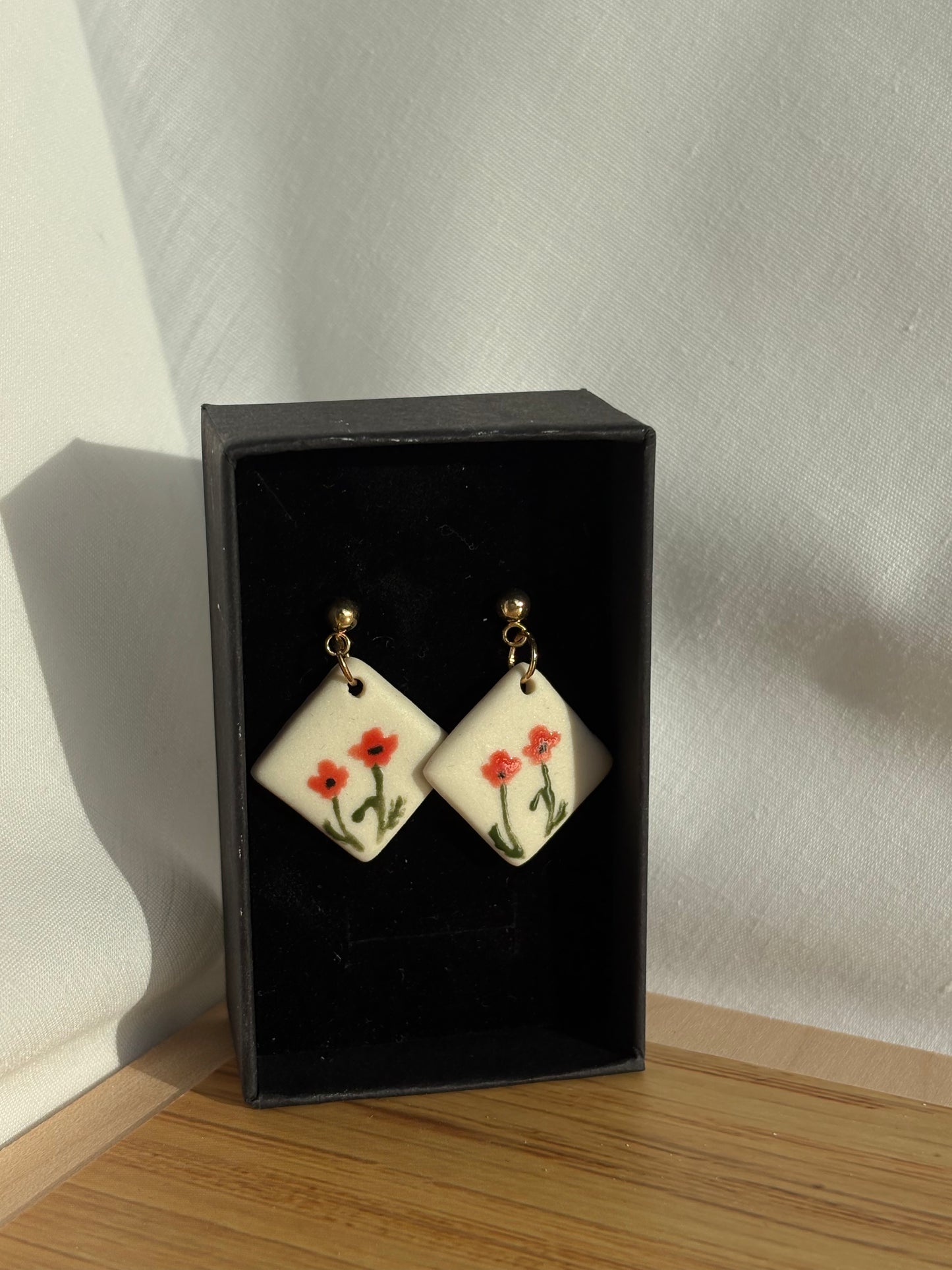 Floral Porcelain and Gold Earrings | Multiple Styles