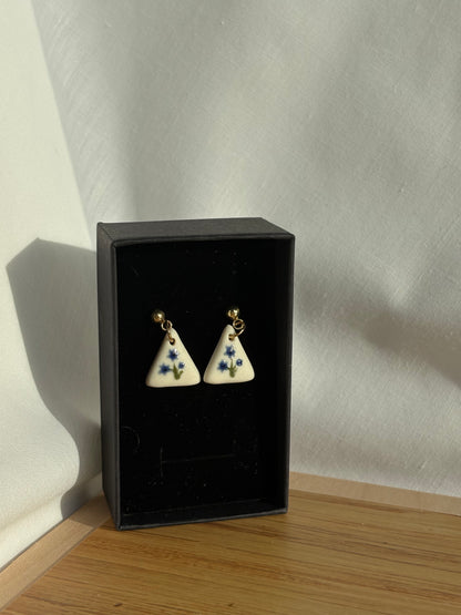 Floral Porcelain and Gold Earrings | Multiple Styles