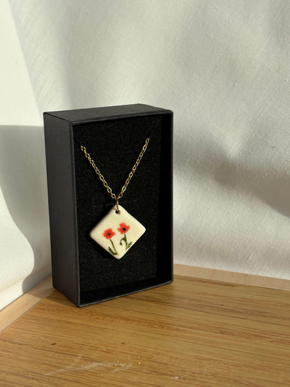 Floral Porcelain and Gold Necklace | Multiple Styles